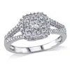 Mimi & Max 1/2ct Tw Princess Cut Halo Diamond Engagement Ring 14k White Gold In White