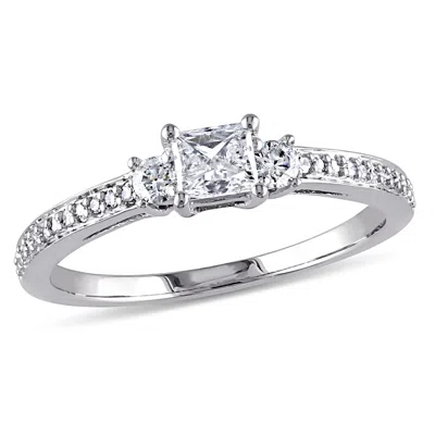 Mimi & Max 1/2ct Tw Princess Diamond 3-stone Engagement Ring 10k White Gold