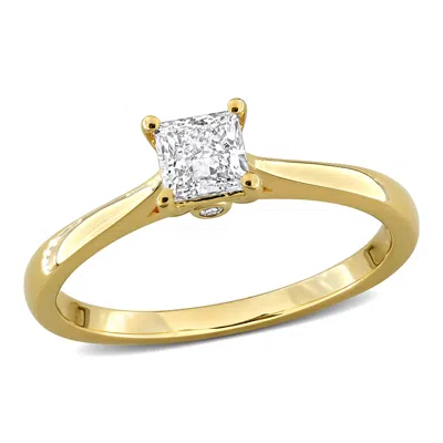 Mimi & Max 1/2ct Tw Princess Lab-grown Diamond Engagement Ring White Or Yellow Sterling Silver