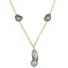 Mimi & Max 13-15 Mm Grey Cultured Freshwater Baroque Pearl Lariat Necklace In 18k Yellow Gold Plated Sterling S In Yellow