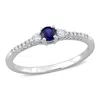 Mimi & Max 1/3 Ct Tgw Created Blue And Created White Sapphire And Diamond Accent Ring In Sterling Silver In White
