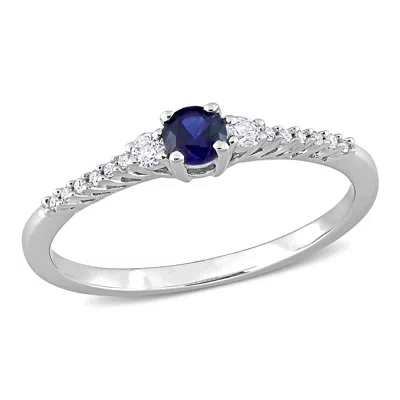 Mimi & Max 1/3 Ct Tgw Created Blue And Created White Sapphire And Diamond Accent Ring In Sterling Silver