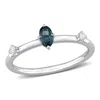 Mimi & Max 1/3 Ct Tgw Oval London Blue Topaz And White Topaz Stackable Ring In 10k White Gold In Blue