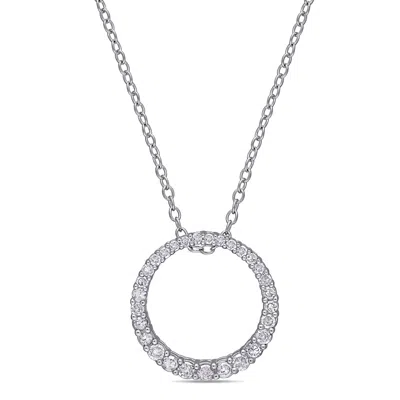Mimi & Max 1/3ct Tdw Diamond Circle Pendant With Chain In Sterling Silver In White