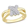 Mimi & Max 1/3ct Tdw Diamond Crossover Ring 14k Yellow Gold In Brown