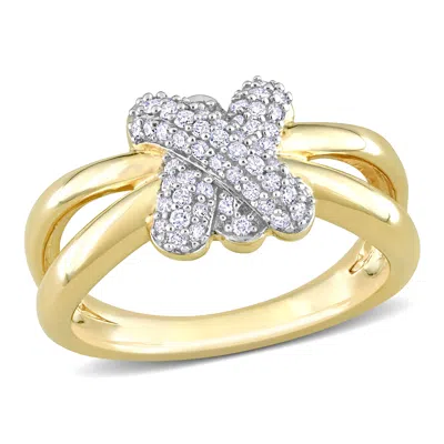 Mimi & Max 1/3ct Tdw Diamond Crossover Ring 14k Yellow Gold In Brown