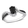 Mimi & Max 1/3ct Tgw Created White Sapphire 1ct Tw Black Diamond Ring Sterling Silver In Black