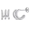 Mimi & Max 1/3ct Tgw Created White Sapphire 3-layer Stud Earrings In Sterling Silver