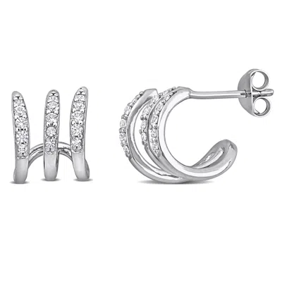 Mimi & Max 1/3ct Tgw Created White Sapphire 3-layer Stud Earrings In Sterling Silver