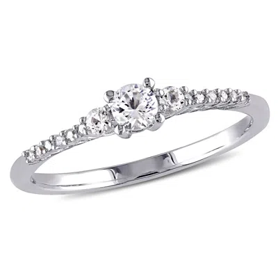 Mimi & Max 1/3ct Tgw Created White Sapphire And Diamond Accent Ring In Sterling Silver