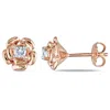 Mimi & Max 1/3ct Tgw Created White Sapphire Flower Stud Earrings In Rose Plated Sterling Silver In Pink