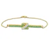 Mimi & Max 1/3ct Tgw Emerald Diamond Accent Bar Crossover Bracelet Chain 14k Yellow Gold In Green
