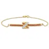 Mimi & Max 1/3ct Tgw Ruby Diamond Accent Bar Crossover Bracelet Chain 14k Yellow Gold In Multi