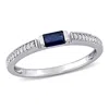 Mimi & Max 1/3ct Tgw Sapphire And 1/10ct Tw Diamond Ring 10k White Gold In Blue