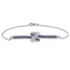 Mimi & Max 1/3ct Tgw Sapphire Diamond Accent Bar Crossover Bracelet Chain 14k White Gold In Multi