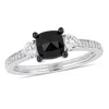 Mimi & Max 1/3ct Tgw White Sapphire 1 1/10ct Tw Black Diamond Engagement Ring 10k White Gold In Black