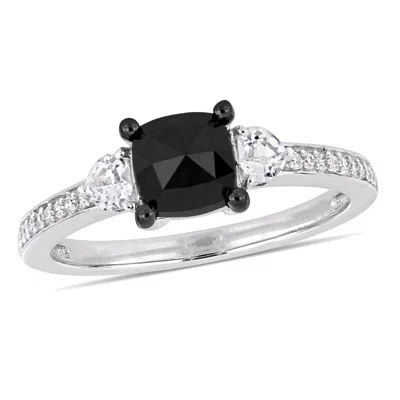 Mimi & Max 1/3ct Tgw White Sapphire 1 1/10ct Tw Black Diamond Engagement Ring 10k White Gold