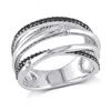Mimi & Max 1/3ct Tw Black White Diamond Crisscross Anniverary Band Sterling Silver In Multi