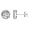 Mimi & Max 1/3ct Tw Diamond Cluster Halo Earrings In Sterling Silver In White