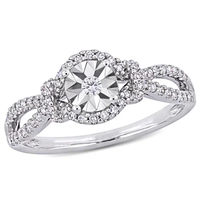 Mimi & Max 1/3ct Tw Diamond Crossover Engagement Ring Sterling Silver In White