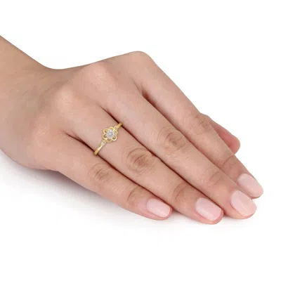 Mimi & Max 1/3ct Tw Diamond Floral Rings 2-piece Set 2-tone Yellow White Sterling Silver In Gold
