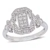 Mimi & Max 1/3ct Tw Diamond Halo Engagement Ring Sterling Silver In White