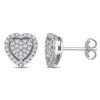 Mimi & Max 1/3ct Tw Diamond Heart Halo Stud Earrings In Sterling Silver In White