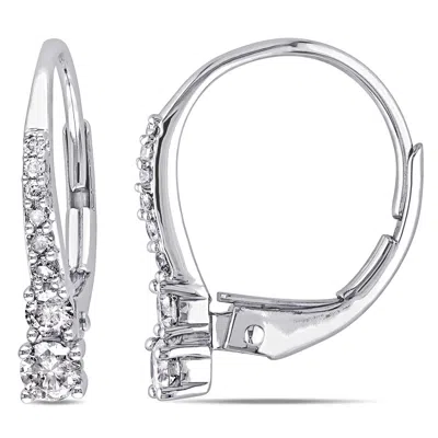Mimi & Max 1/3ct Tw Diamond Leverback Earrings In 10k White Gold