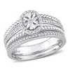 Mimi & Max 1/3ct Tw Diamond Oval Halo Bridal Set Sterling Silver In White