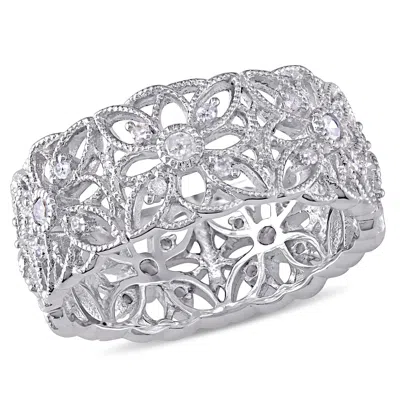 Mimi & Max 1/3ct Tw Diamond Vintage Filigree Ring Sterling Silver In White