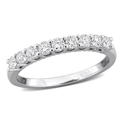 Mimi & Max 1/4 - 1ct Tw Lab-grown Diamond Semi-eternity Anniversary Band In Sterling Silver In Metallic