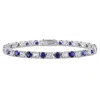Mimi & Max 14 1/4 Ct Tgw Created Blue And White Sapphire Bracelet In Sterling Silver In White