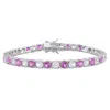 Mimi & Max 14 1/4ct Tgw Created Pink And White Sapphire Bracelet In Sterling Silver-7.25 In In Multi