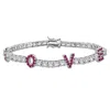 Mimi & Max 14 1/4ct Tgw Created Ruby Created White Sapphire Love Bracelet Sterling Silver In Multi