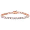 Mimi & Max 14 1/4ct Tgw Created White Sapphire Tennis Bracelet In Rose Silver In White
