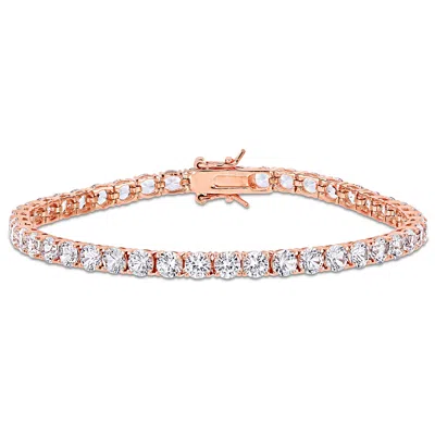 Mimi & Max 14 1/4ct Tgw Created White Sapphire Tennis Bracelet In Rose Silver