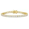 Mimi & Max 14 1/4ct Tgw Created White Sapphire Tennis Bracelet In Yellow Silver In White