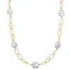 Mimi & Max 14-15mm Cultured Freshwater Coin Pearl Station Chain Necklace In Yellow Silver - 36 In In Silver