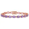 Mimi & Max 14 5/8ct Tgw Amethyst And White Sapphire Tennis Bracelet In Rose Silver In Multi
