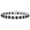 Mimi & Max 14 7/8ct Tgw Black Sapphire And Diamond S-link Bracelet In Sterling Silver In Black