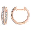 Mimi & Max 1/4 Ct Tw Diamond Inside Outside Hoop Earrings In 14k Rose Gold In Pink