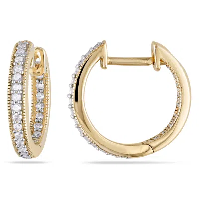 Mimi & Max 1/4 Ct Tw Diamond Inside Outside Hoop Earrings In 14k Yellow Gold