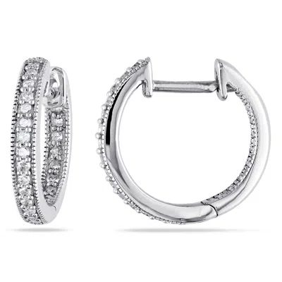 Mimi & Max 1/4 Ct Tw Inside Outside Diamond Hoop Earrings In 14k White Gold