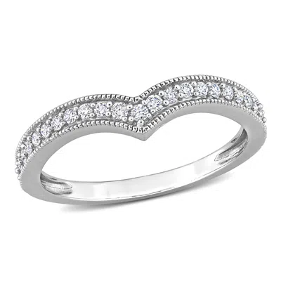 Mimi & Max 1/4ct Tdw Diamond Graduated Chevron Design Ring In 10k White Gold In Silver