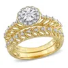 Mimi & Max 1/4ct Tdw Diamond Halo Bridal Ring Set Yellow And White Sterling Silver In White