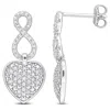 Mimi & Max 1/4ct Tdw Diamond Heart Infinity Earrings In Sterling Silver In Silver