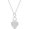 Mimi & Max 1/4ct Tdw Diamond Infinity Heart Pendant W Round Cable Chain In Sterling Silver - 18 In In Silver