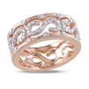 Mimi & Max 1/4ct Tdw Diamond Openwork Scroll Ring Pink Silver In White