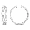 Mimi & Max 1/4ct Tdw Diamond Oval Design Hoop Earrings In Sterling Silver In Silver