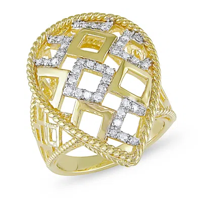 Mimi & Max 1/4ct Tdw Diamond Ring Yellow Silver In White